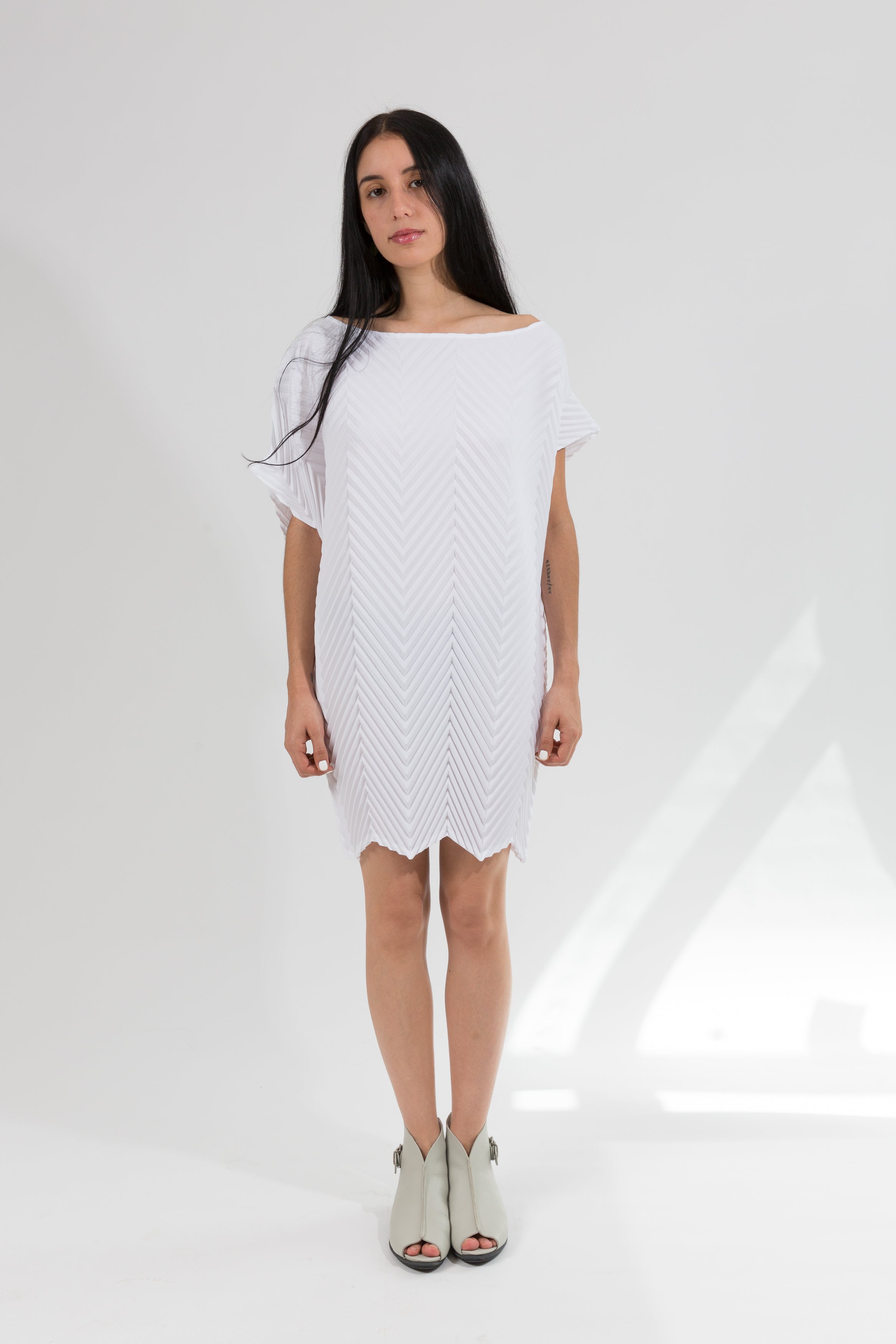 Chevron Tunic Dress | White