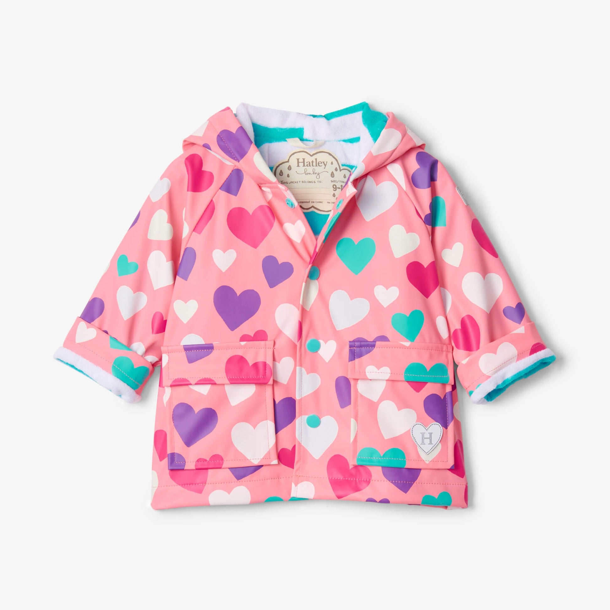 Color Changing Baby Raincoat - Hatley Colorful Hearts