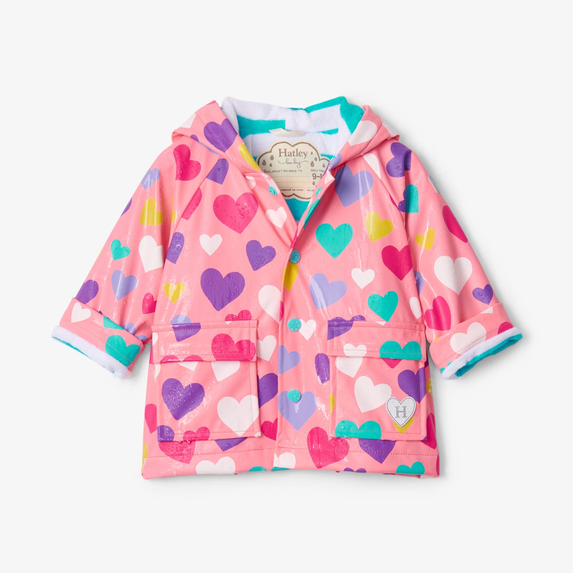 Color Changing Baby Raincoat - Hatley Colorful Hearts