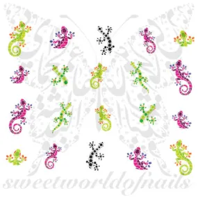 colorful Salamander Nail Art Nail Water Decals Transfers Wraps