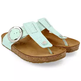 Corinna Mint Leather Round Buckle