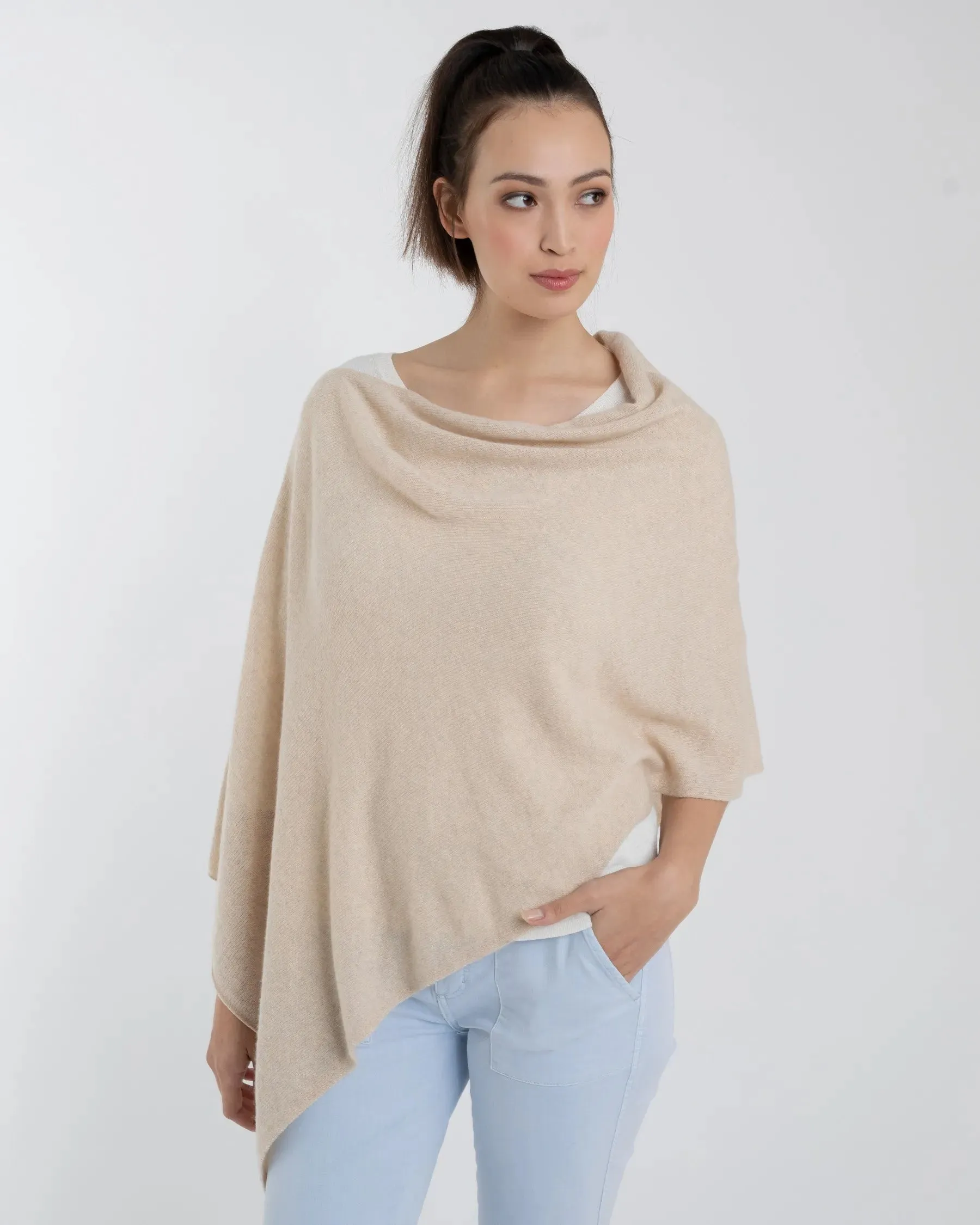 Cotton Cashmere Ruffle Edge Topper Shawl by Alashan