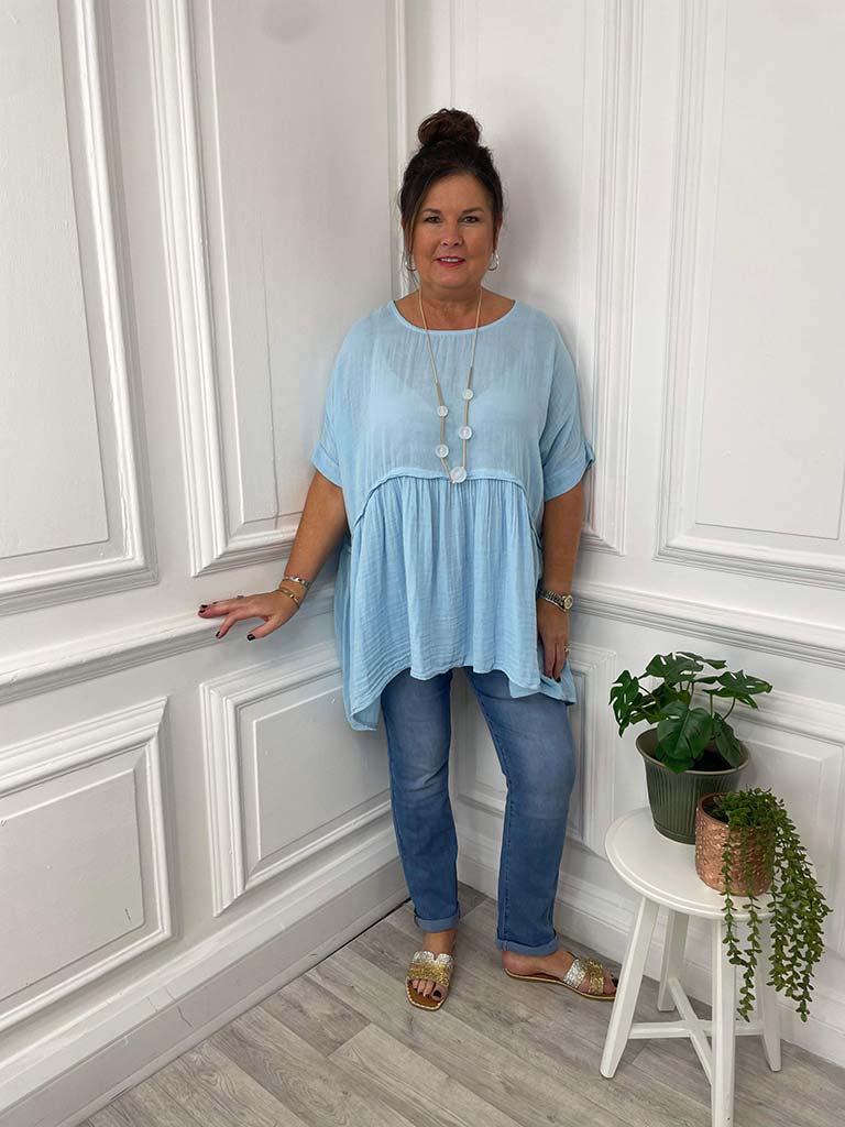 Cotton Tunic Dress - Sky Blue