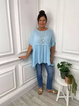 Cotton Tunic Dress - Sky Blue