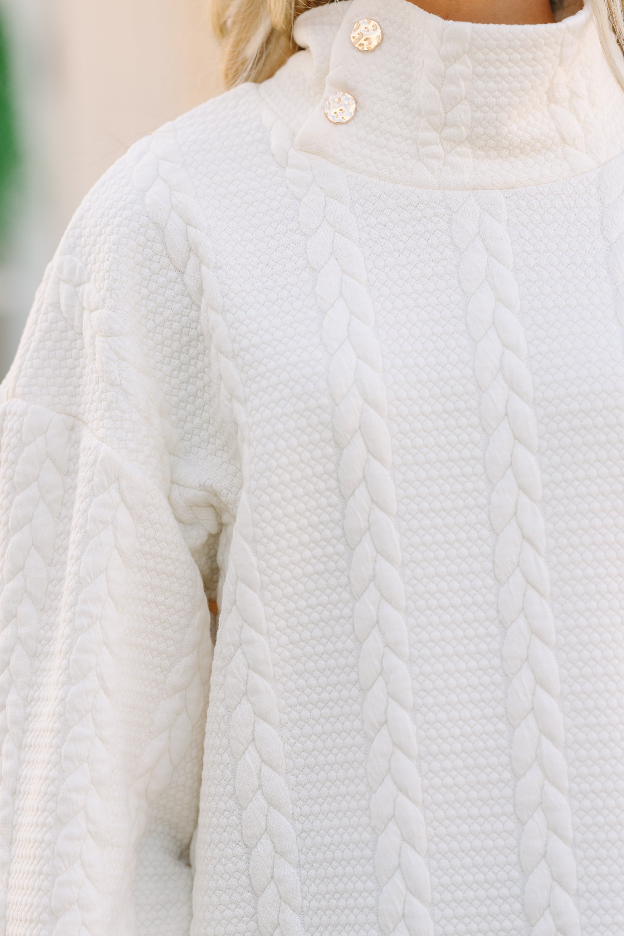 Cream White Cable Knit Tunic