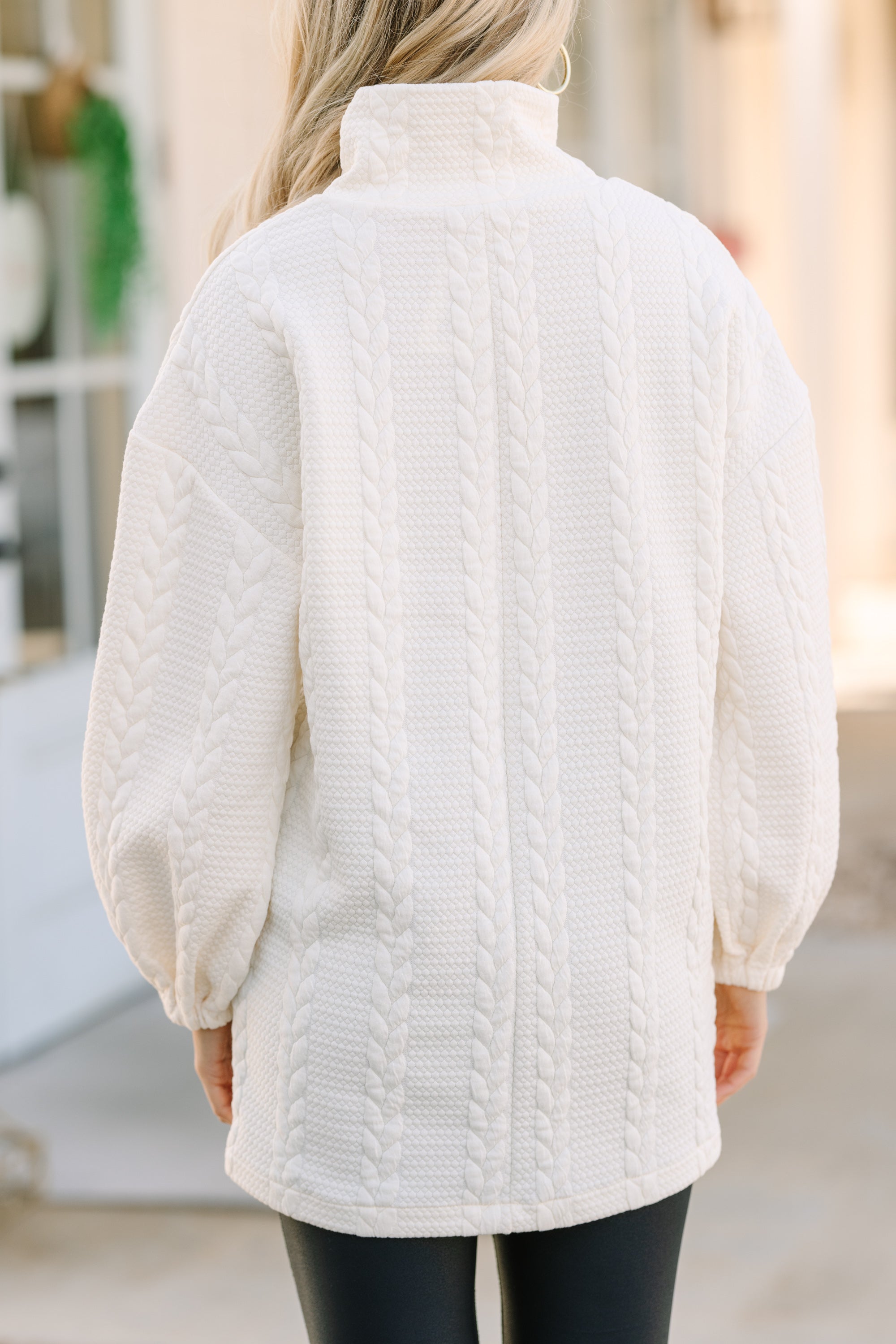 Cream White Cable Knit Tunic