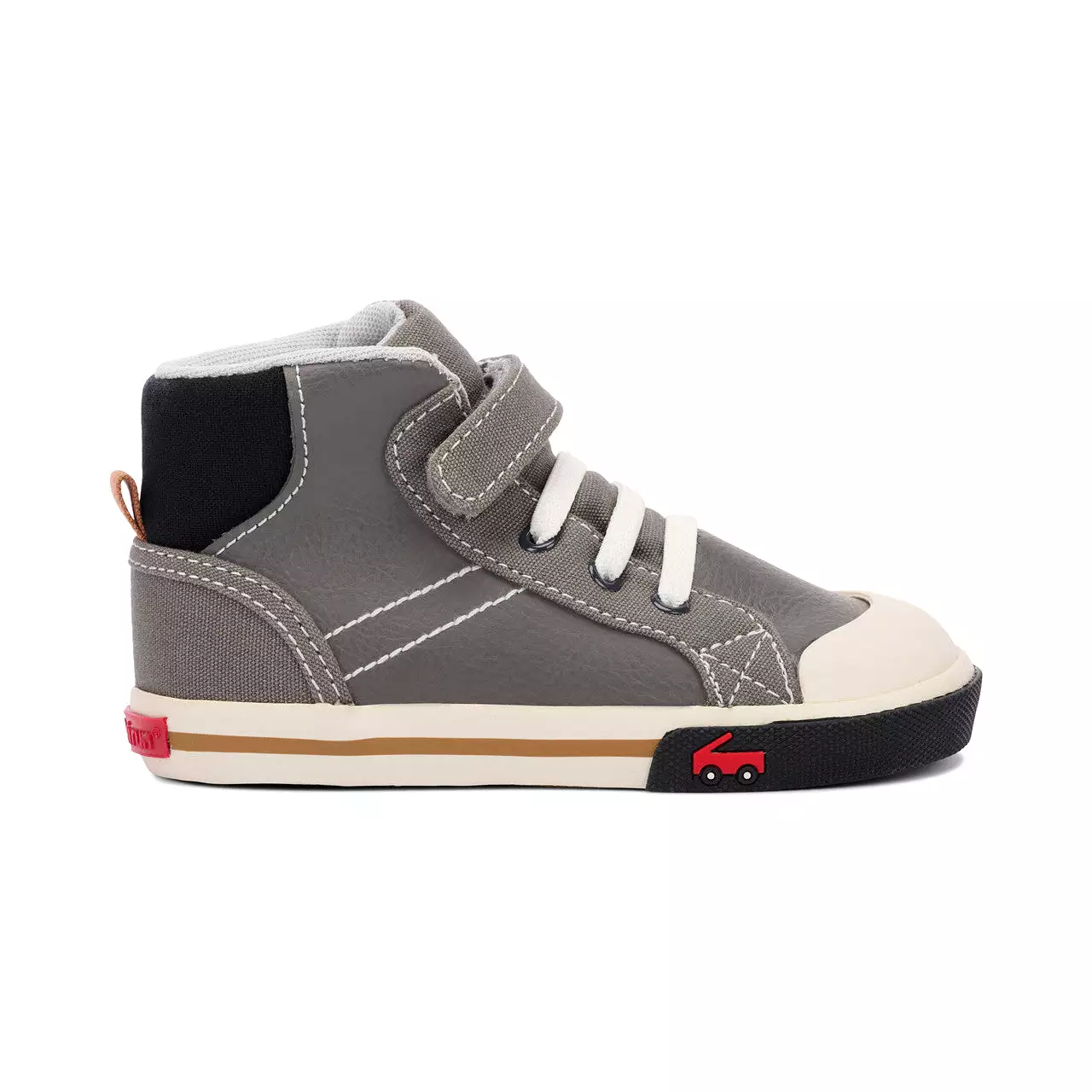 Dane Kids Gray Leather High-Top Sneaker