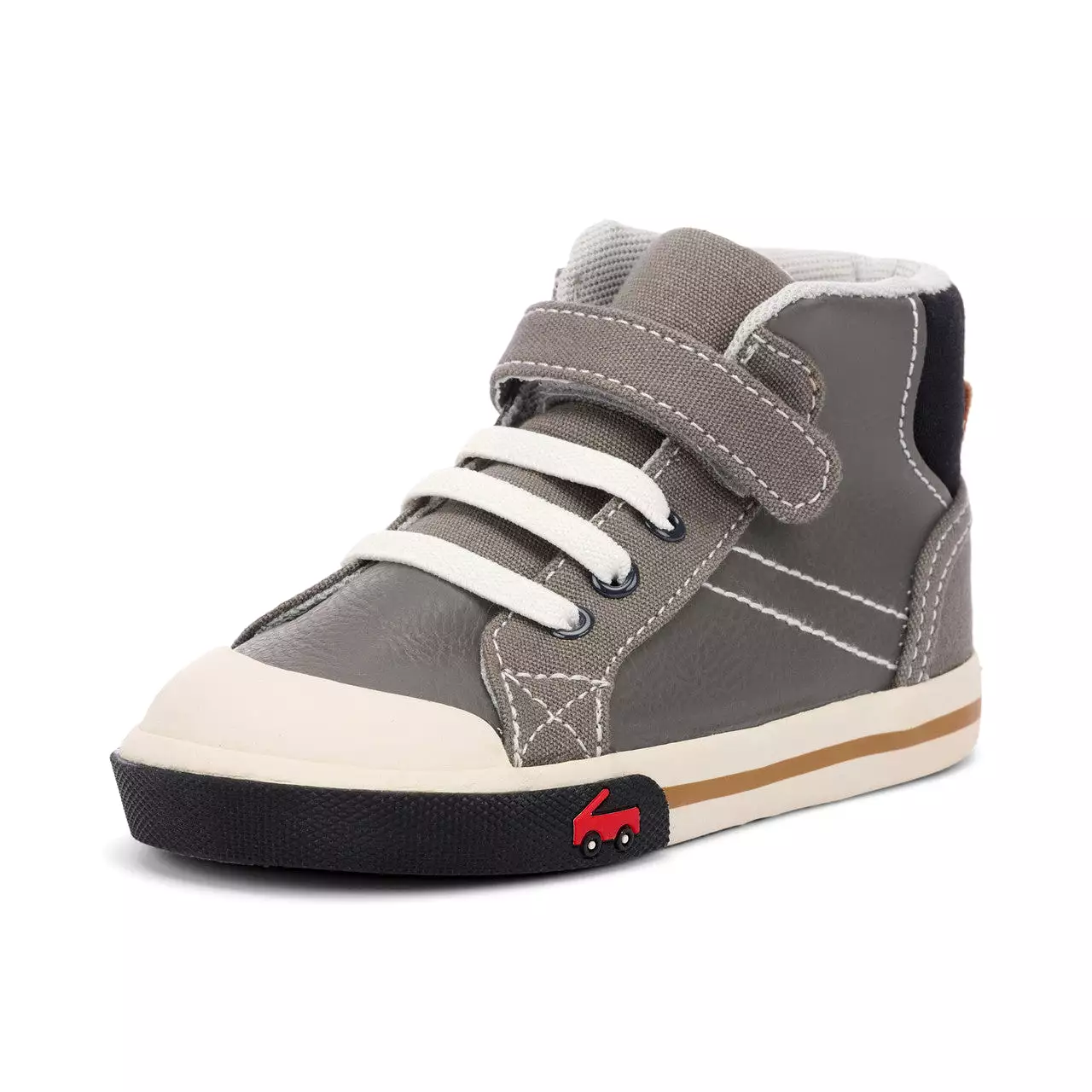 Dane Kids Gray Leather High-Top Sneaker