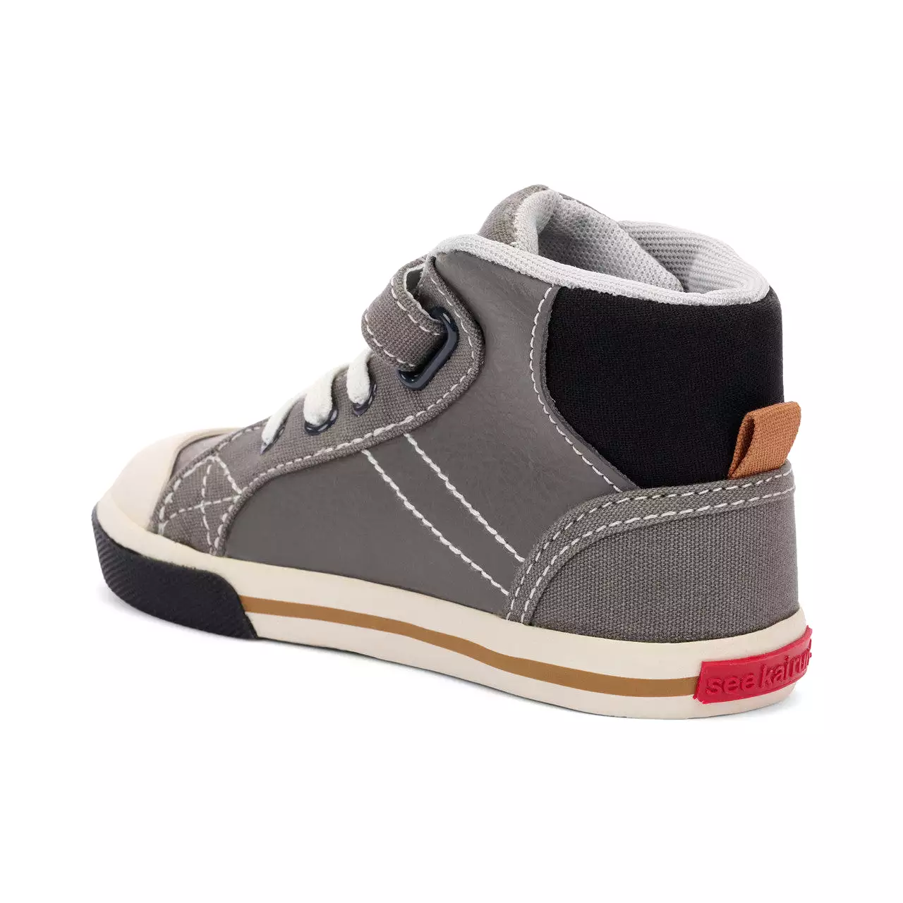 Dane Kids Gray Leather High-Top Sneaker