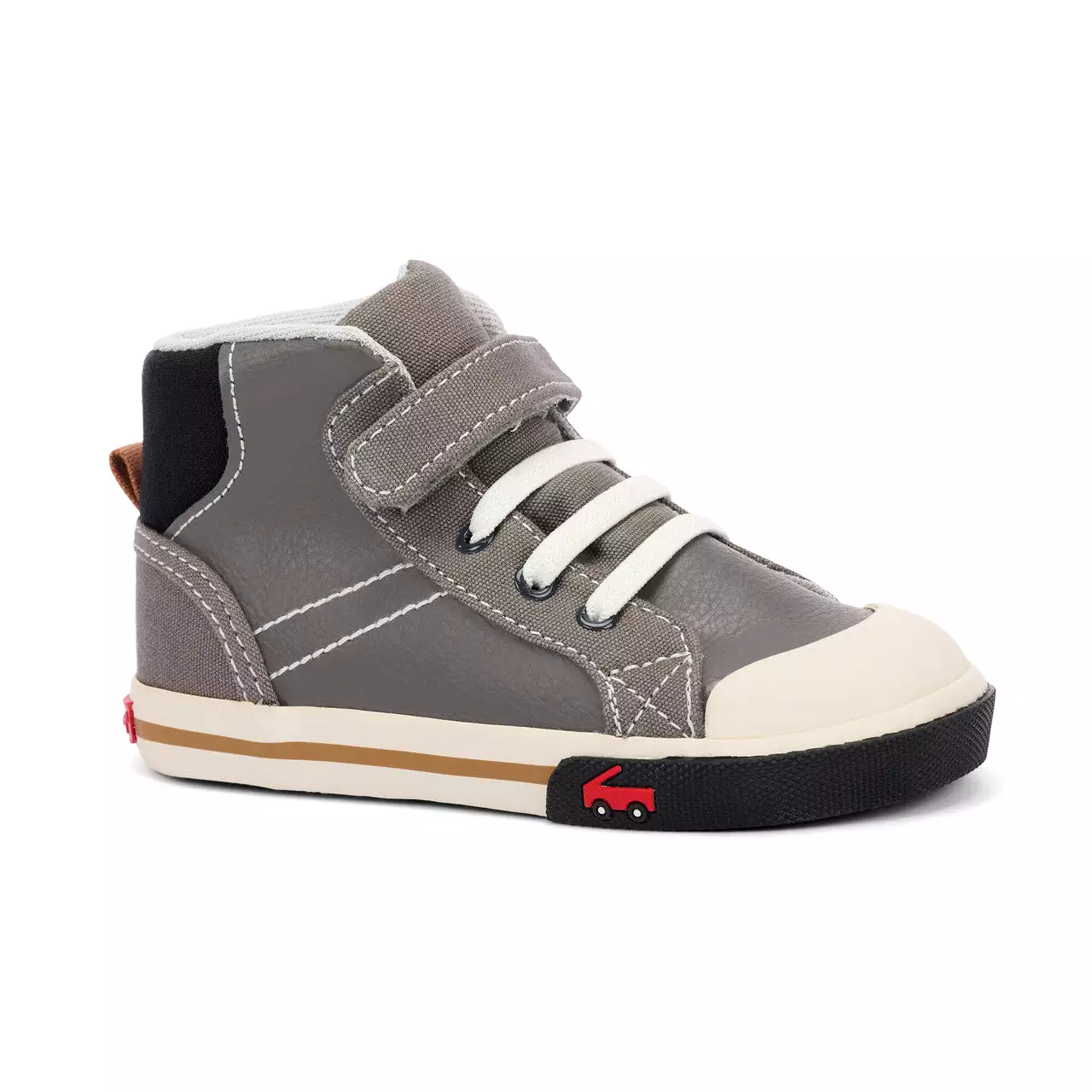 Dane Kids Gray Leather High-Top Sneaker