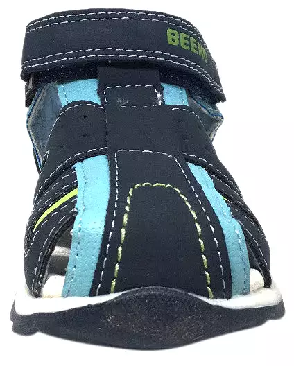 Eagle II Navy and Green Fisherman Sandal with Single Hook and Loop Strap from Beeko Boy