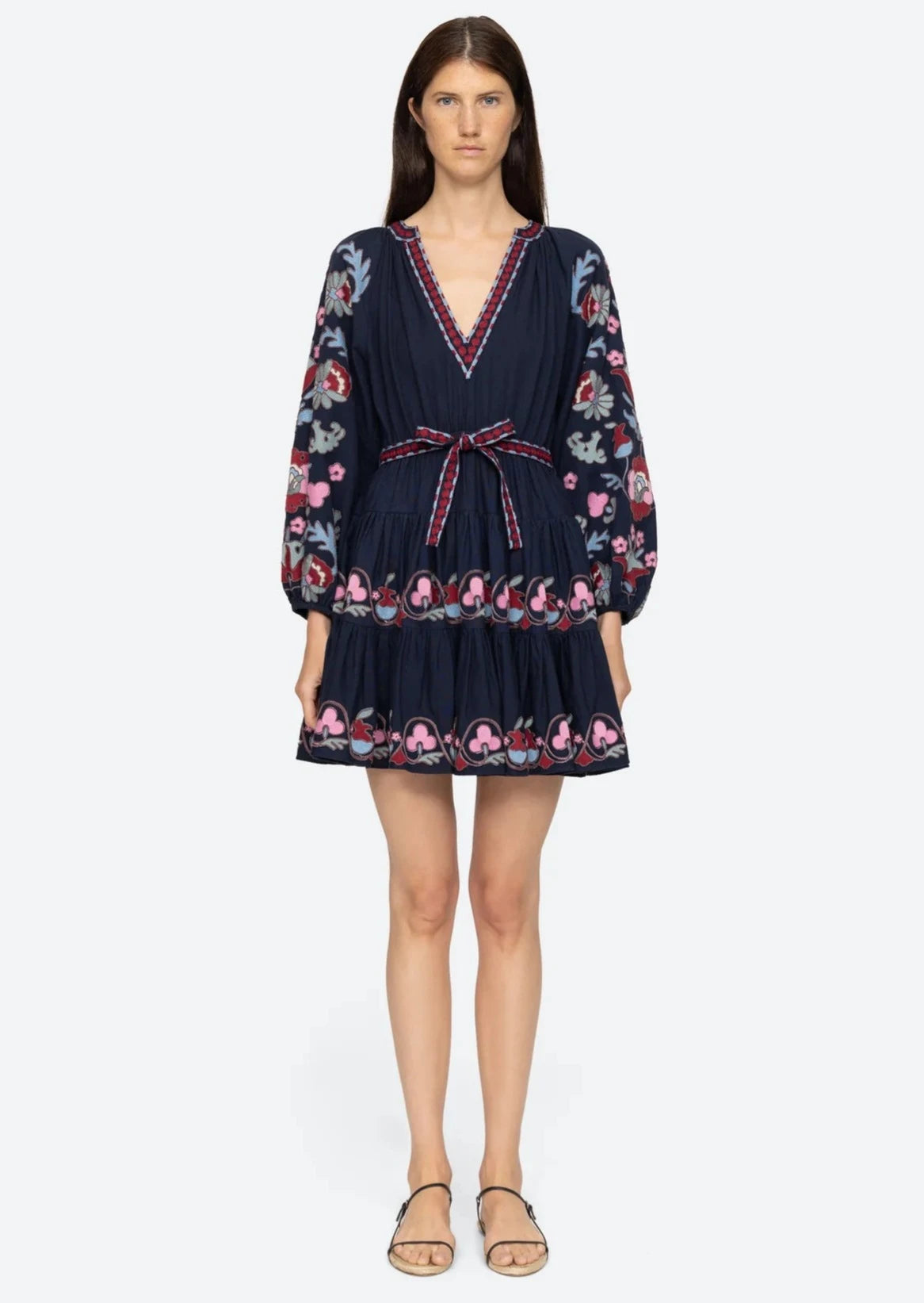 Eclisse Embroidered Long Sleeve Tunic Dress