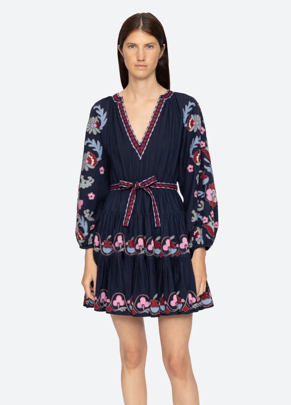 Eclisse Embroidered Long Sleeve Tunic Dress