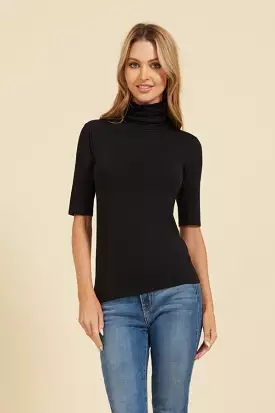 Elbow Sleeve Turtleneck in Noir/Black - Shop Now!