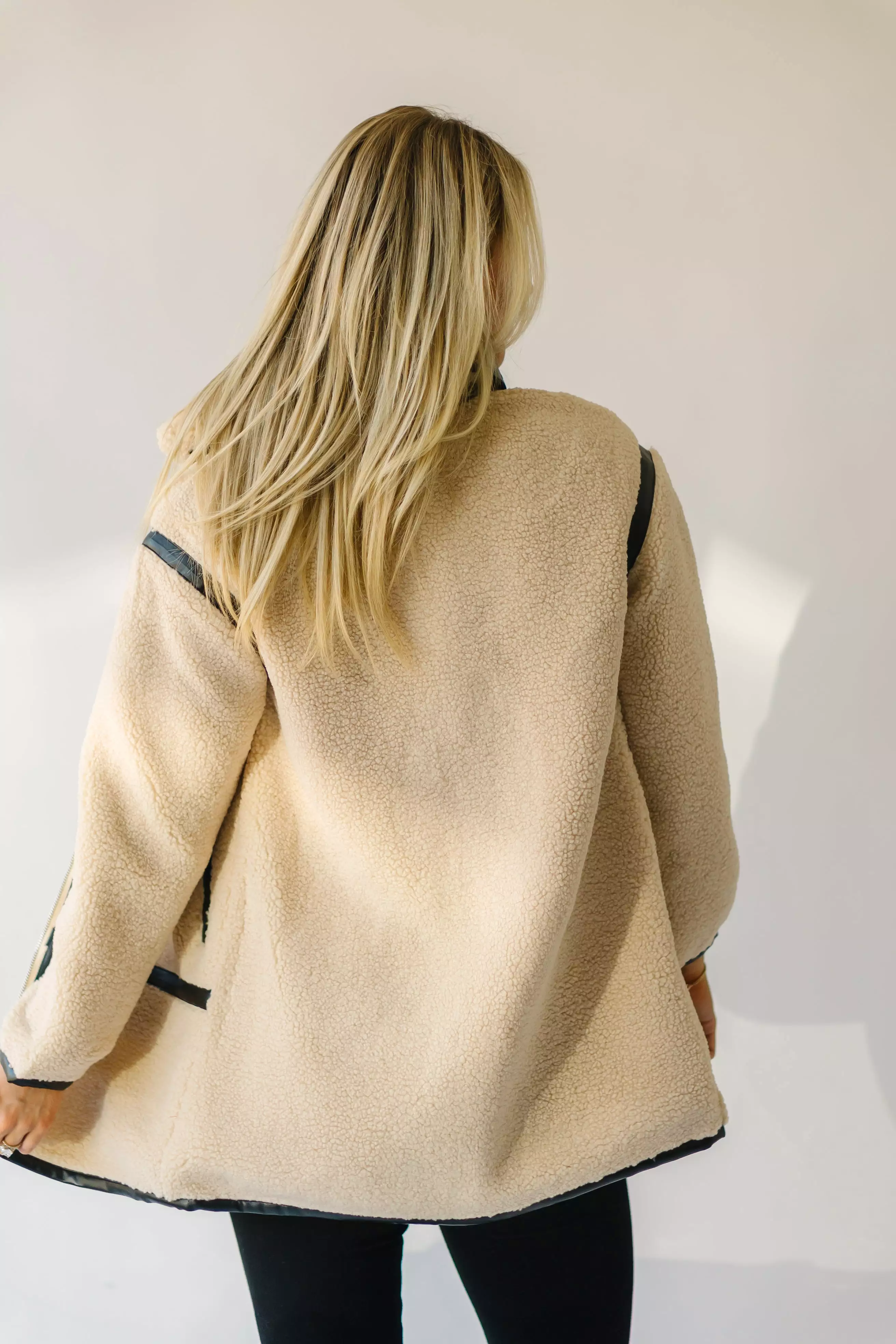 Evren Sherpa Cream Turtleneck Jacket