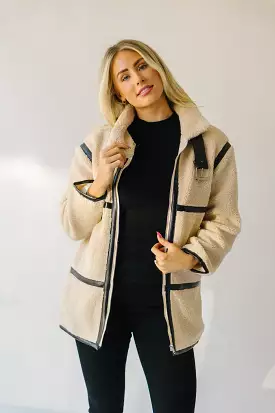 Evren Sherpa Cream Turtleneck Jacket