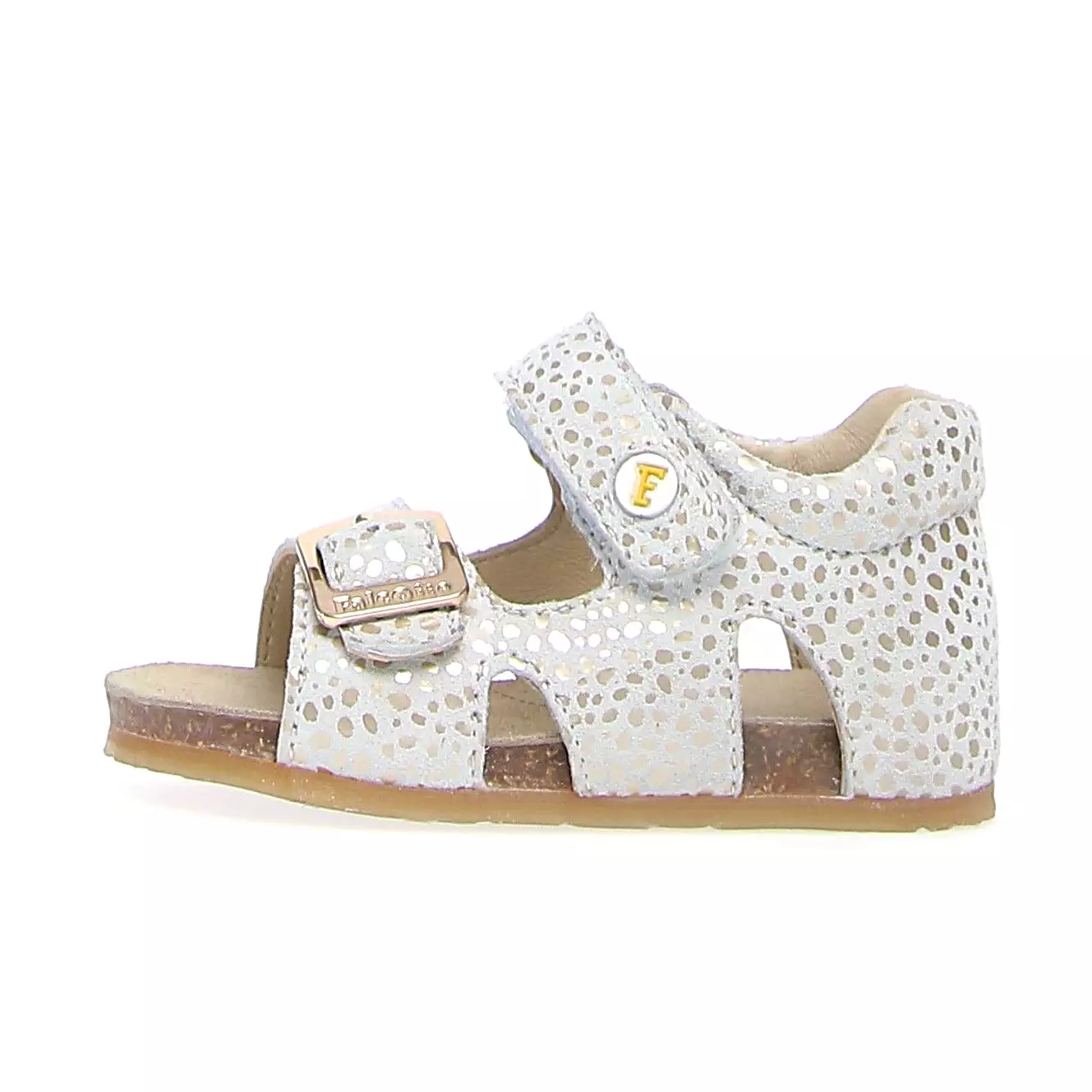 Falcotto Boy Girl Bea Suede Stain Open Toe Sandals White Platinum - Buy Now