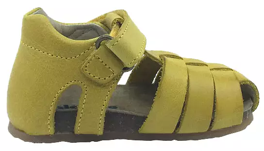 Falcotto Kids' Yellow Leather Fisherman Sandals - Hook and Loop Strap