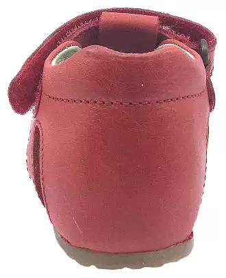 Falcotto Red Leather Fisherman Sandals - Kids Hook and Loop Strap