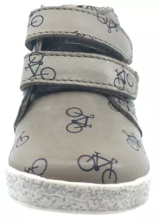 Falcotto Tan Bike Icon Printed Leather High Top Sneaker Shoe - Boys & Girls, Double Strap