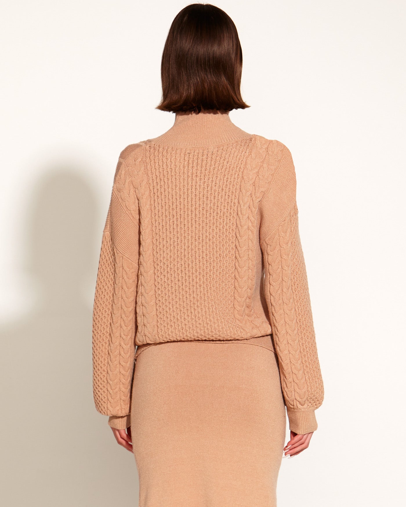 Fate and Becker Tan Treasure Turtleneck Cable Knit