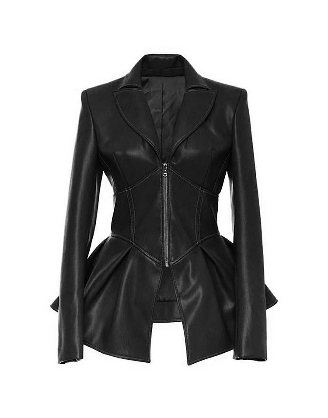 Faux Leather Waist Jacket - Corset Style