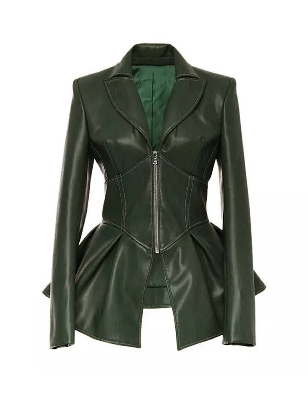 Faux Leather Waist Jacket - Corset Style