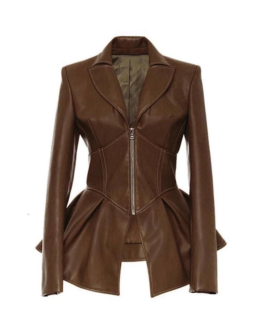 Faux Leather Waist Jacket - Corset Style