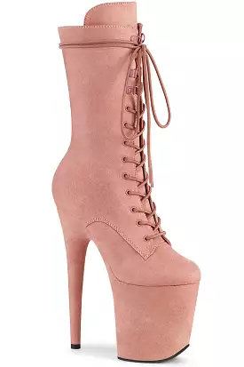 Flamingo-1050FS Faux Suede 8inch Boots - Baby Pink | Pleaser USA