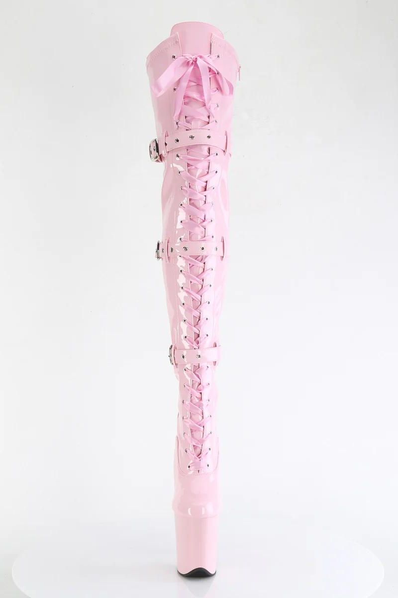 Flamingo-3028 Thigh High Boots - Patent Baby Pink