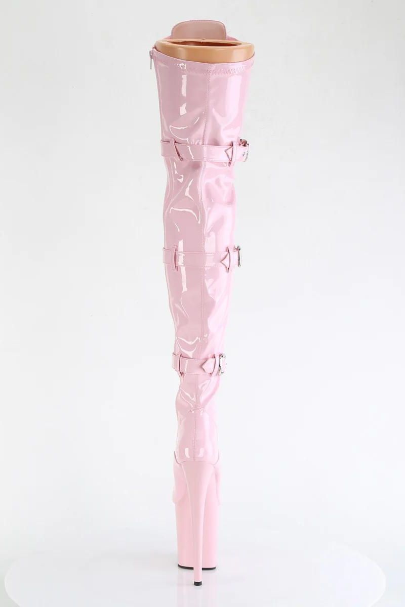 Flamingo-3028 Thigh High Boots - Patent Baby Pink