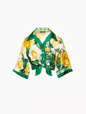 Floral Tie Front Button Up Blouse