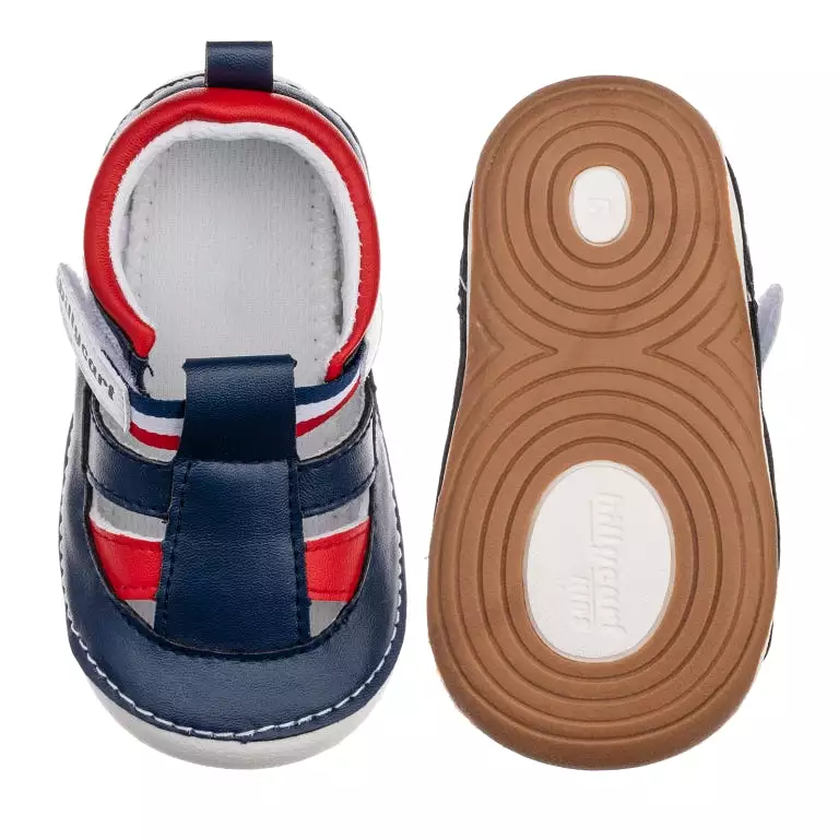 FLYNN navy and red sandals for baby and toddler boys, perfect for summer wear