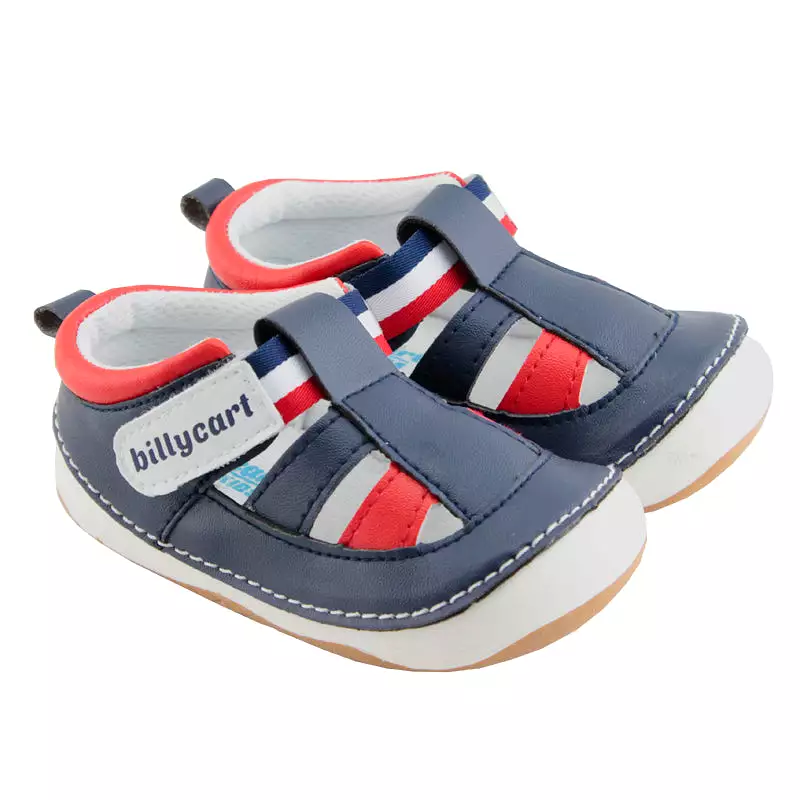 FLYNN navy and red sandals for baby and toddler boys, perfect for summer wear