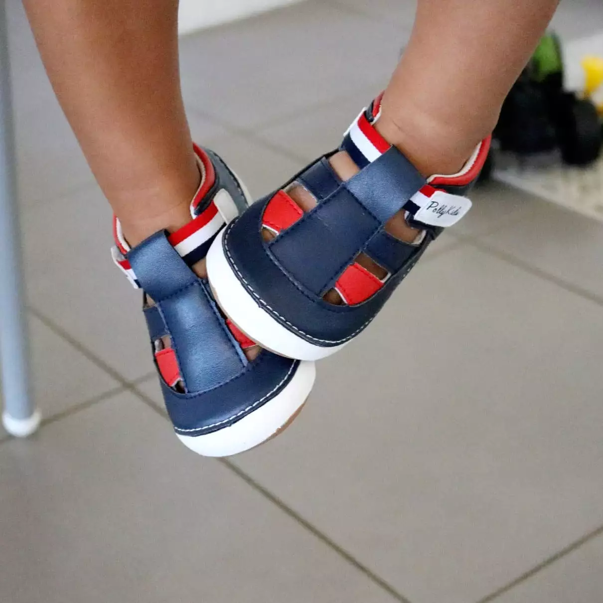 FLYNN navy and red sandals for baby and toddler boys, perfect for summer wear