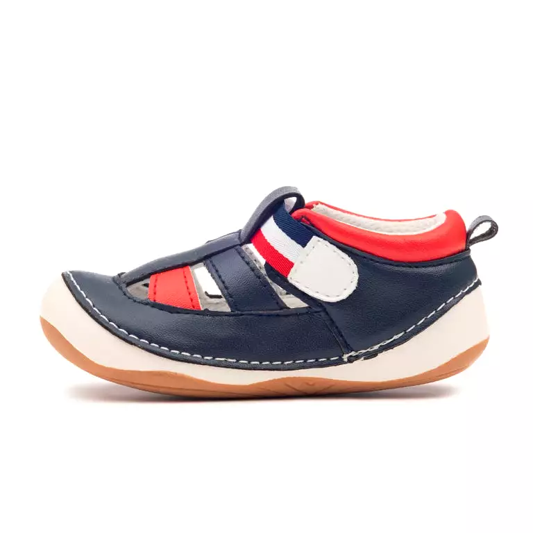 FLYNN navy and red sandals for baby and toddler boys, perfect for summer wear