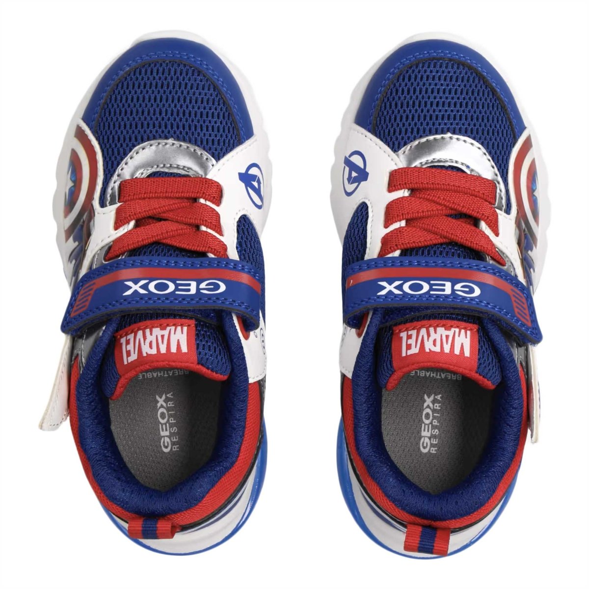 Geox Boy's Ciberdron Blue/Red Light-Up Shoes Available in Sizes 28-32