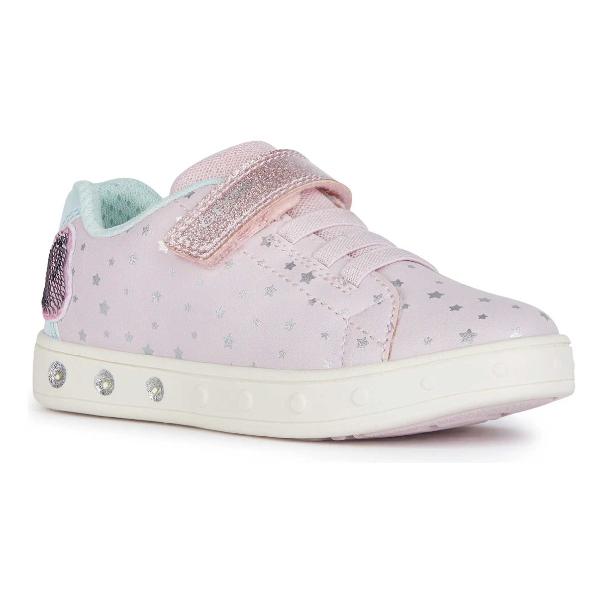 Geox Girls Skylin Pink Aqua Light-Up Shoes (Sizes 26-31)