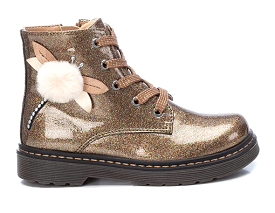 Girls XTI Boots, Bronze Glitter, Faux Patent, Ankle, Inside Zip, 5 Eyelet, 150212, sale.