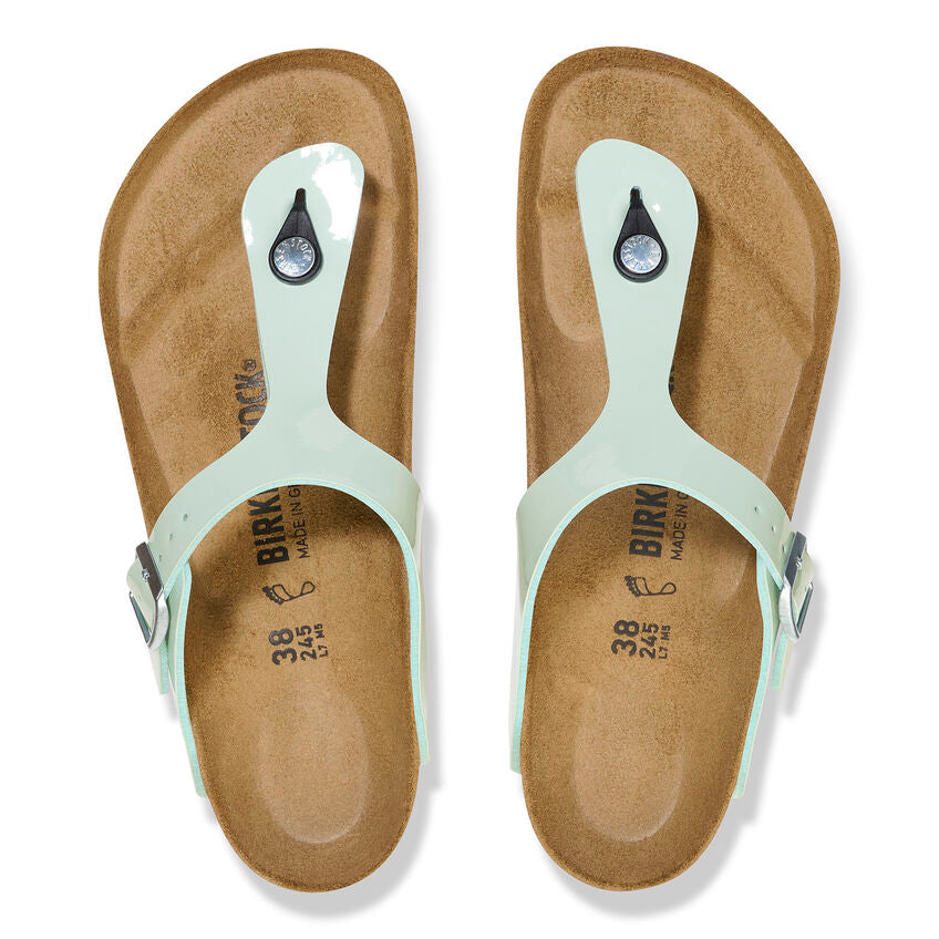 Gizeh Patented Birko-Flor Sandals in Surf Green