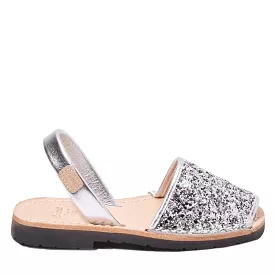 Glitter Leather Kids Sandal - Iker 1097R Glitter Menorcan Sandal