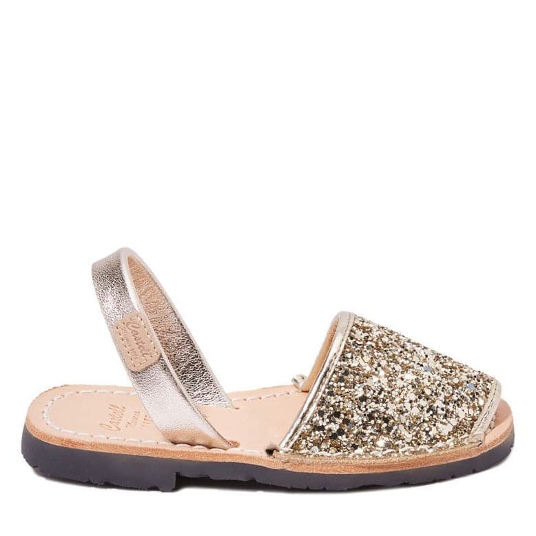 Glitter Leather Kids Sandal - Iker 1097R Glitter Menorcan Sandal