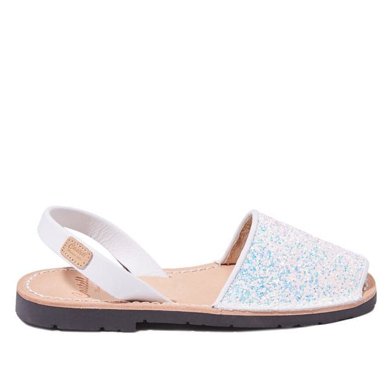 Glitter Leather Kids Sandal - Iker 1097R Glitter Menorcan Sandal