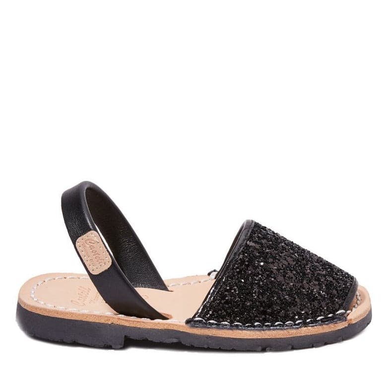 Glitter Leather Kids Sandal - Iker 1097R Glitter Menorcan Sandal