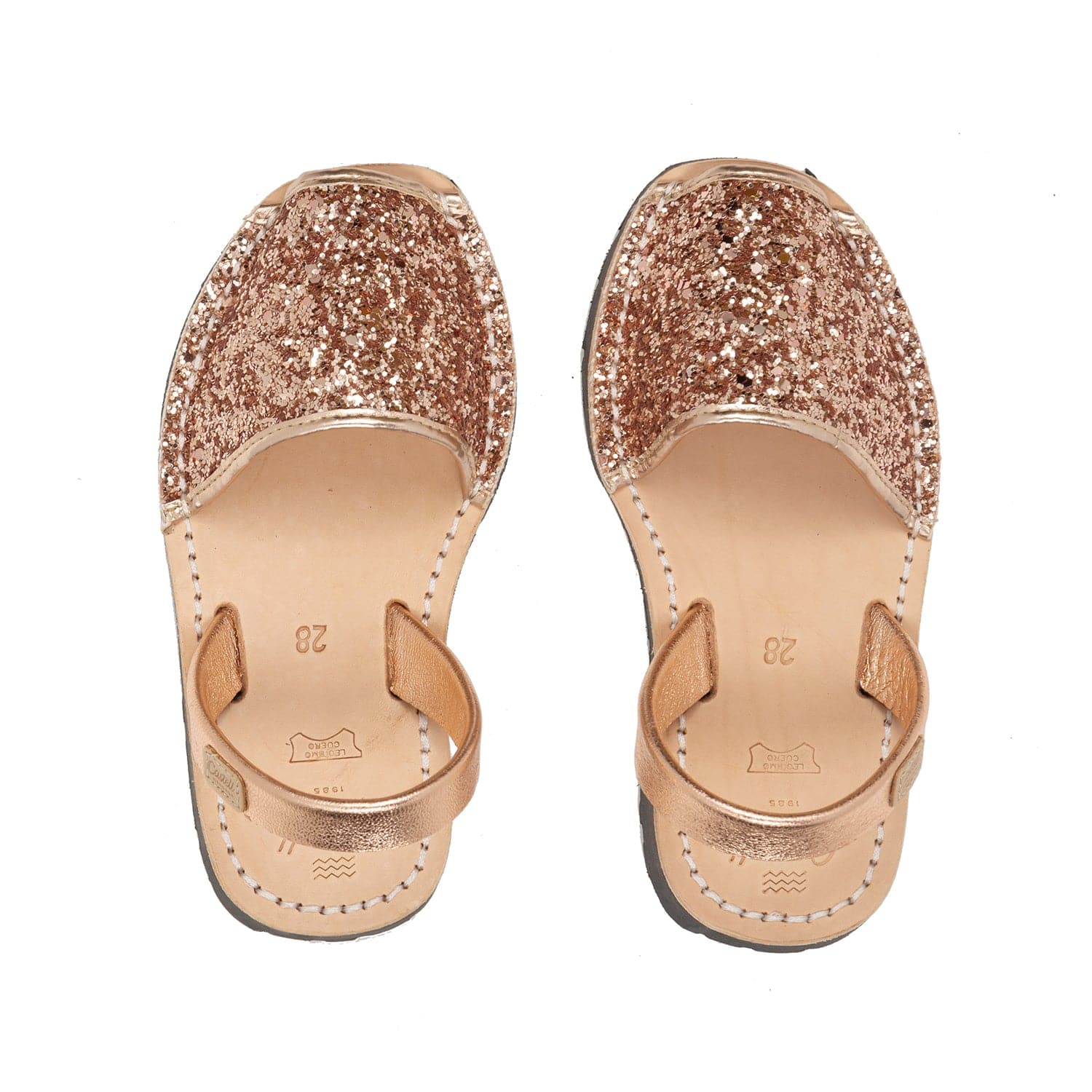 Glitter Leather Kids Sandal - Iker 1097R Glitter Menorcan Sandal