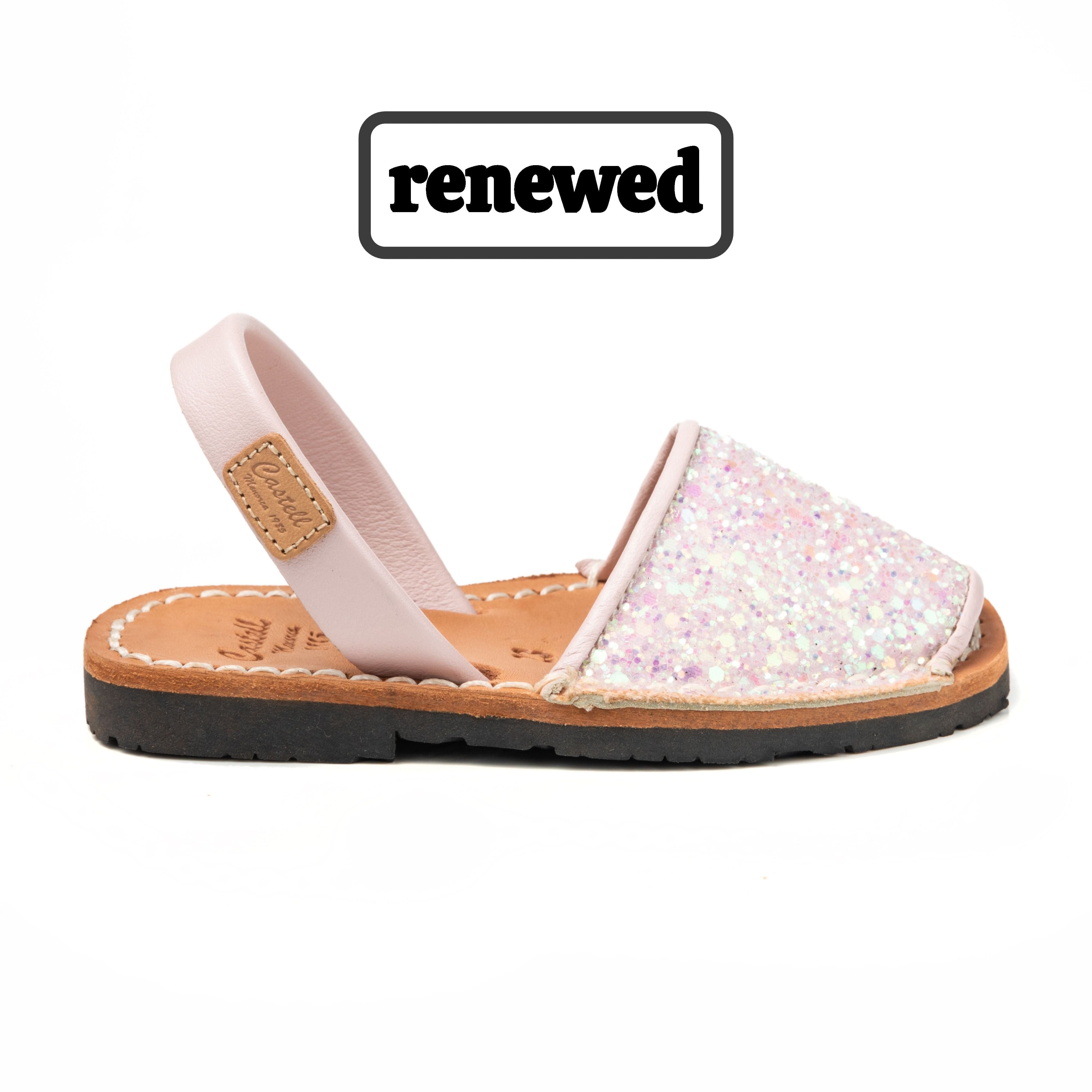 Glitter Leather Open Toe Kids' Menorcan Sandal - Iker 1097R