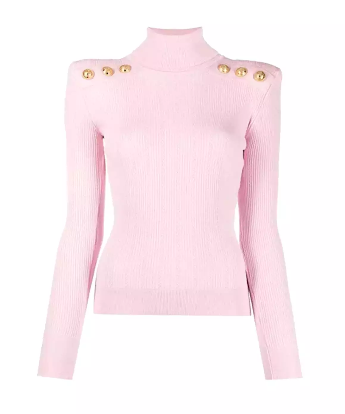 Gold Button Turtleneck Sweater - Knitted