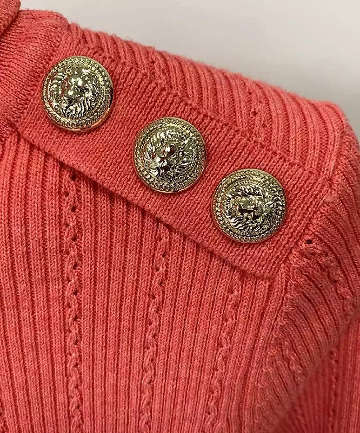 Gold Button Turtleneck Sweater - Knitted