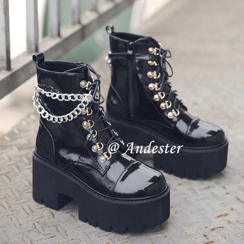 Gothic Punk Zipper Ankle Boots