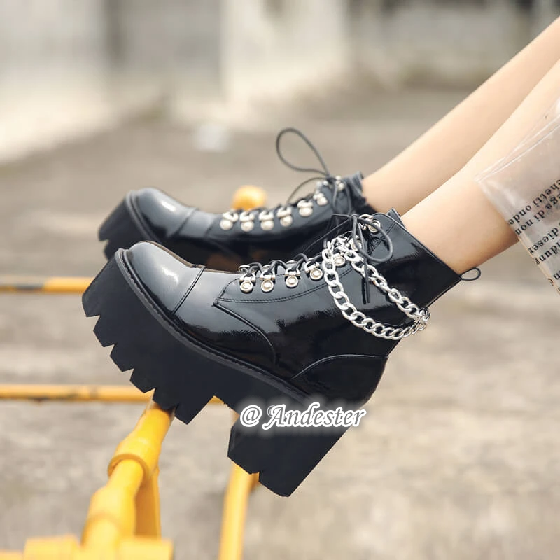 Gothic Punk Zipper Ankle Boots